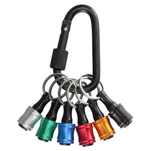 Dazone 1/4" Hex Shank Quick Release Keychain Screwdriver Drill Bit Holder Aluminum