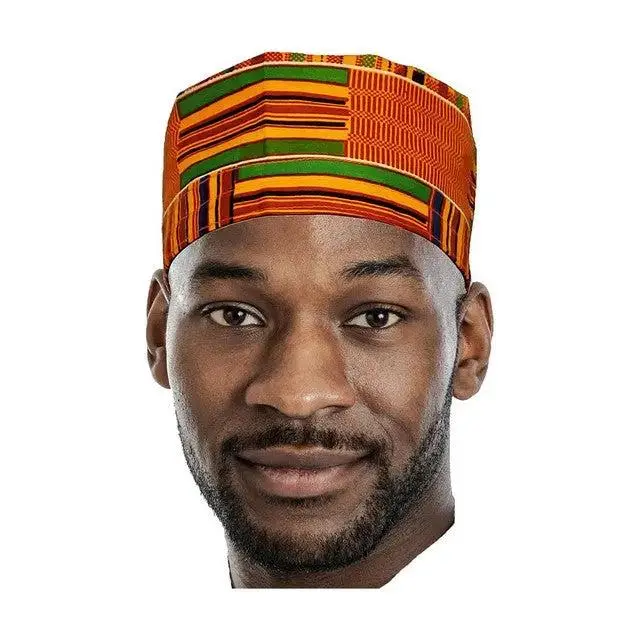 Kente African Print Hat-DP0795H | African Fashion | Dupsie's