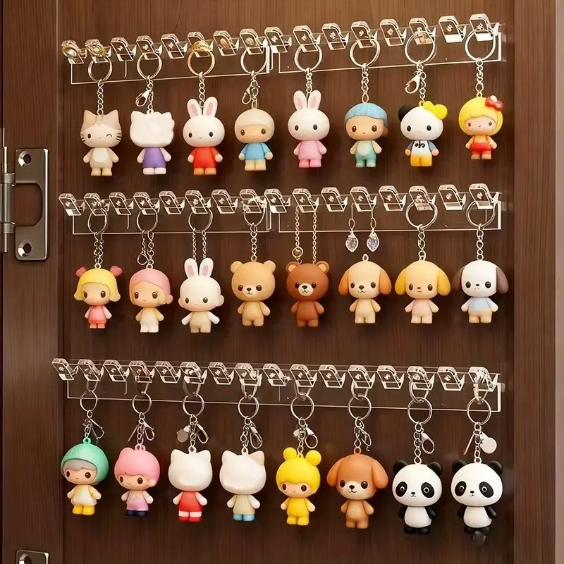 6-Piece 8-Hole Wall-Mounted Acrylic Display Rack for Handcrafted Figurines, Durable Jewelry Organizer for Necklaces Earrings Rings & Bracelets, Space-Saving Bathroom & Bedroom Storage Solution, Display Risers Stand, Acrylic Organizers