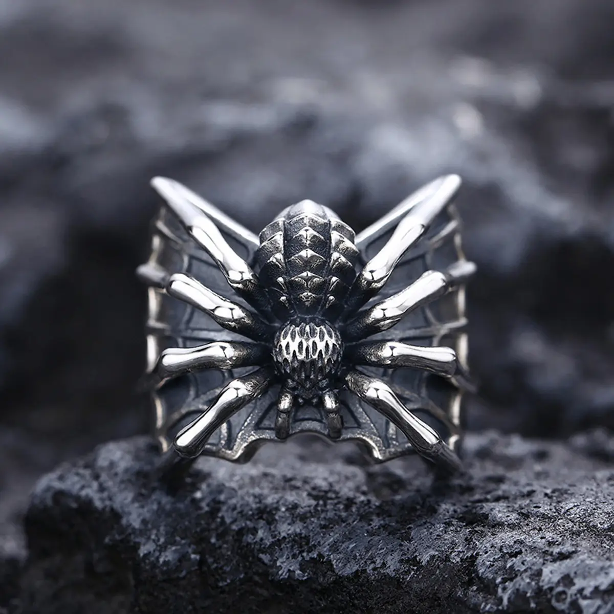 Adjustable Opening Spider Ring - Niche Design Punk Style Finger Jewelry, Cool Domineering Artificial Gemstone Jewelry for Women, Ideal Gift Accessory, Jewelry Rings