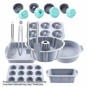 Silicone Baking Set, 34pcs/set Non-stick Silicone Baking Tool Set, Including Baking Pan, Cake Pan, Donut Pan, Muffin Pan, Beater, Brush, Clamps, Baking Tool Set for Home Kitchen, Bakeware, Baking Supplies, Kitchenware