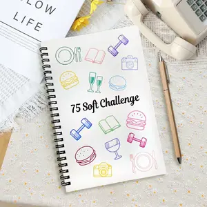 75 Soft Challenge Journal & Planner A5 Soft Challenge Planner Notebook Time Management & Efficiency Improvement Record Book Spiral Weekly and Monthly Calendar Planners Note Book Office Stationery & Supplies
