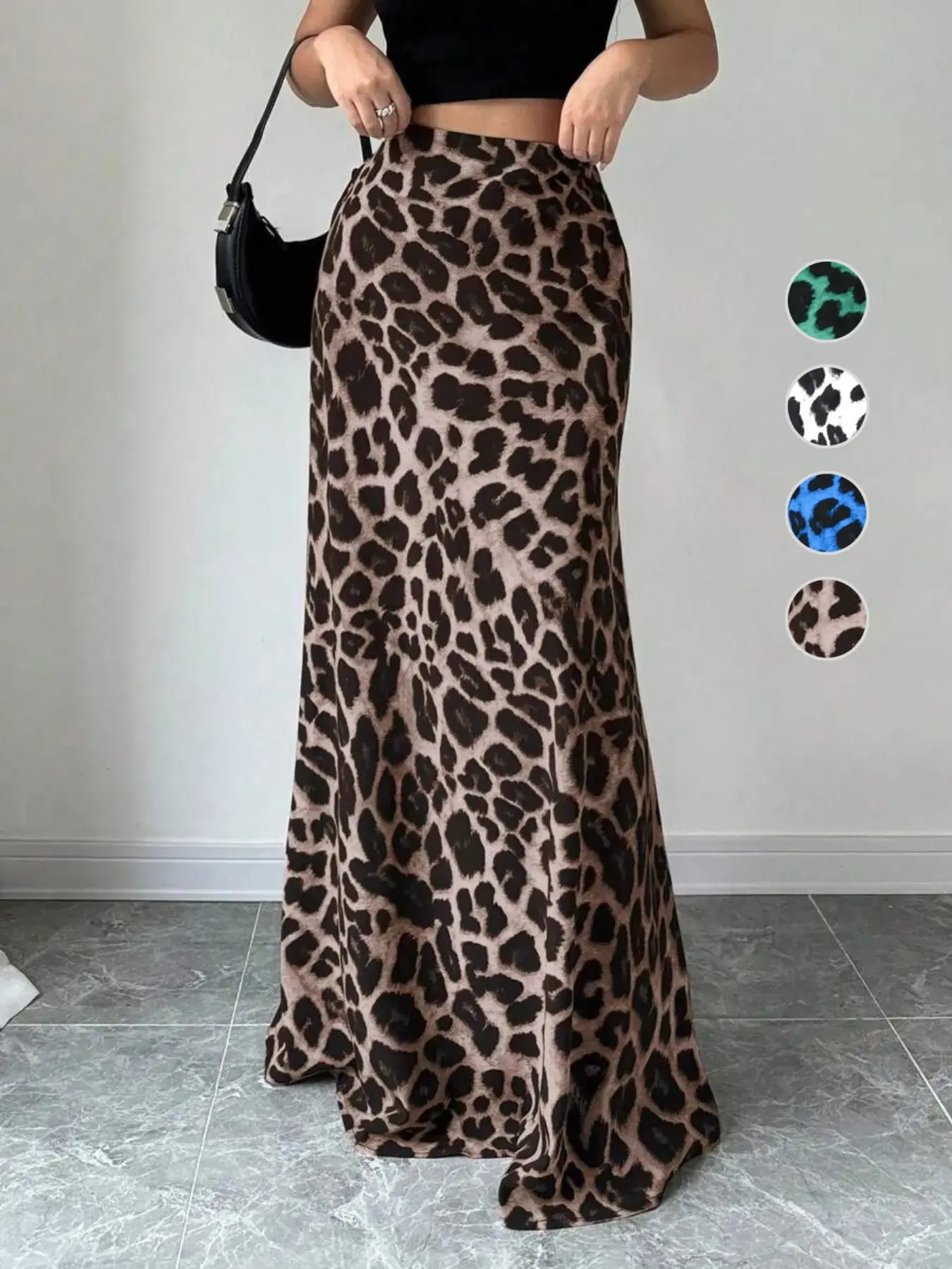 Women's Leopard Print Maxi Skirt, Animal Print Skirt, Casual Fashion Comfy Skirt for Daily Outdoor Wear, Women's Bottoms for All Seasons, Fitted Design Skirt, Womenswear, Bodycon Fitted Skirt