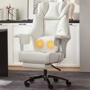 Dowinx Big and Tall Office Chair with Massage Lumbar Support,Executive Office Chair with Wide Thick Seat Cushion and Adjustable Armrest,Mesh Computer Gaming Chairs with Footrest (Black)