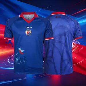 2026 Haiti National Home And Away Blue White And Red Short Sleeve Soccer Jersey Fans Version