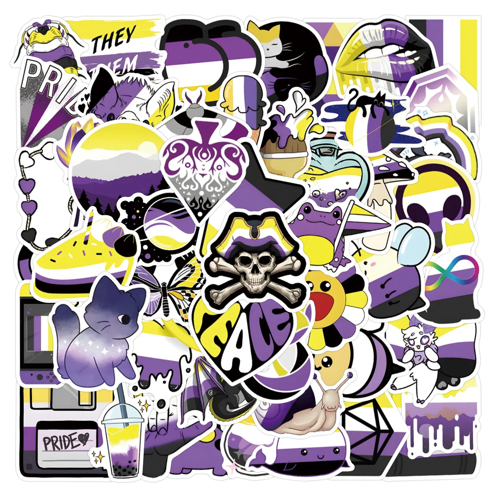 55 New Lgbtq+ Nonbinary Graffiti Stickers, Waterproof Car Trunk Cup Skateboard Decals, Fun & Durable Decorative Stickers