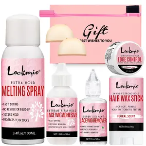 8-Piece Wig Glue Spray Adhesive Set, Hair Wax Stick Edge Control Remover, Strong Fixing Smooth Frizzy Hair Edges, Lace Cap Configuration Brush