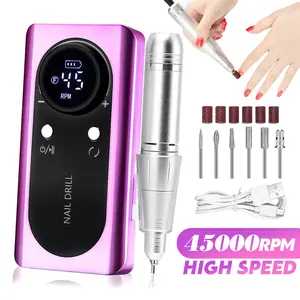 45000rpm Professional Electric Nail Drill Polisher Grinding Machine For Gel Nails With Milling Cutter And Grinding Head