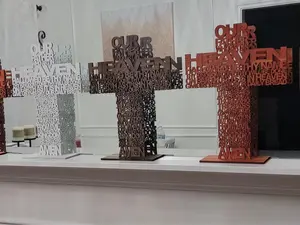 Wooden Crosses Engraved Our Father Prayer Intricately Crafted Spiritual Decor for Devotion Meditation and Gift