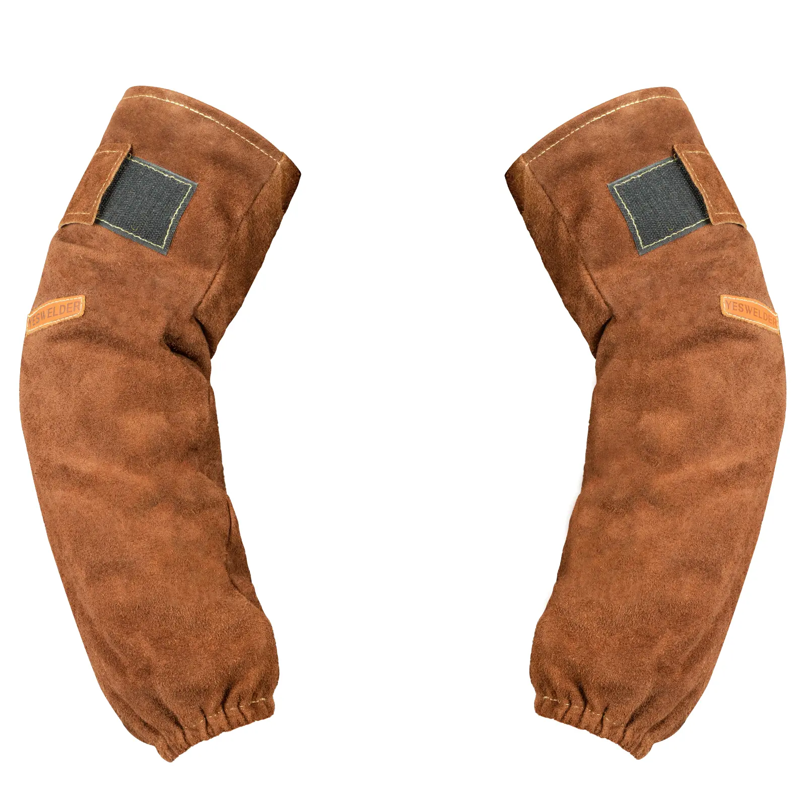 YESWELDER 18.9in Cowhide Leather Welding Work Sleeves - Heat & Flame Resistant Arm Protection with Kevlar Stitching, Cotton Lining, Velcro, Adjustable Velcro on Arm, Elastic Cuff