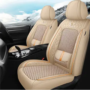 OTOEZ 1PCS Nappa Leather Ice Silk Car Seat Cover with Lumbar Support Universal Fit Stylish Protector Waterproof Easy Install Premium Decor Accessories Girls