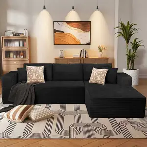 ModMood Modular Sectional Sofa – No Installation Required, L-Shaped Frameless Sofa, Comfortable Corduroy Upholstered Sofa, Suitable for Apartments, Studio Apartments, Offices and Bedrooms