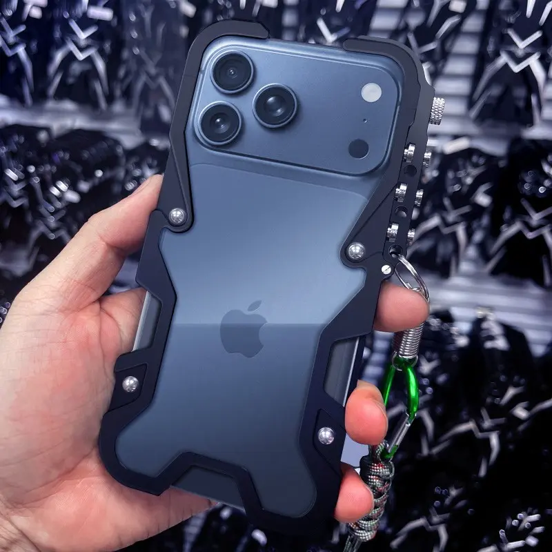 Mechanical Metal Shockproof Protective Bumper Case for iPhone 12/13/14/15plus/16e/17pro max  Rugged Armor Cover Accessories Casing Shockproof Smartphone Casing