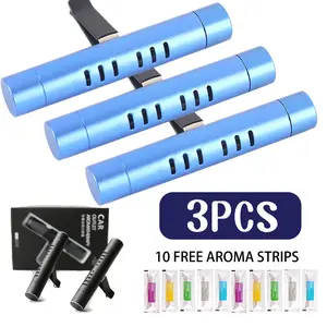 Car Air Freshener Diffuser Vent Clips - 3 PCS Essential Oils for Automotive Odor Elimination & Fragrance with 10 Free Aroma Strips