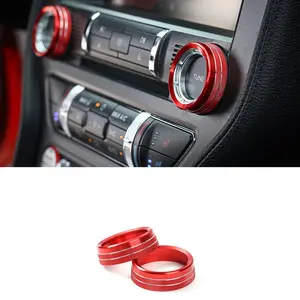 Ford Mustang Air Conditioning Knob Decoration Set, Aluminum Alloy Anti-Cut Wear Resistant Interior Accessories, Fits Models 2015-2020, Car Decorations