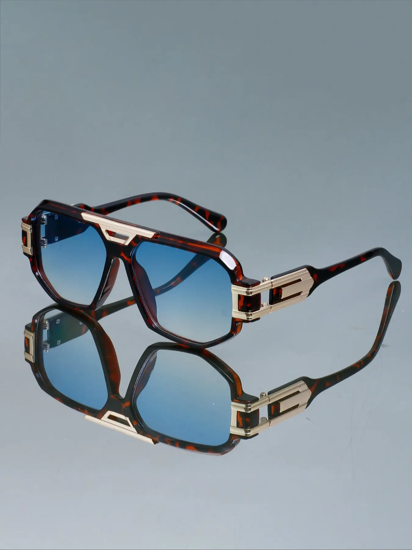 Men's Large Frame Hip Hop Glasses, Fashionable Frames Glasses, Retro Fashion Blue Light Blocking Street Style Decorative Eyewear, Casual Copper Frame, Street Fashion Element, Decorative Lens, Rectangle Frame, Trendy Vintage Eyeglasses