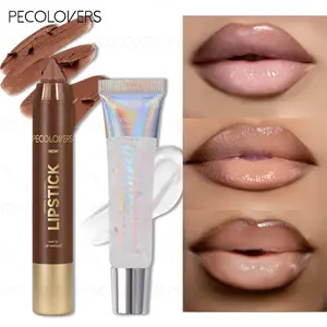 2PCS/Set Matte Tinted Lip Liner Pencil and Moisturizing Lip Gloss - Waterproof and Long-lasting Matte Effect, Light and Non-sticky, Glossy, 3D Lip Shape, Suitable for A Variety of Skin Types, Perfect Holiday Gift for Girls, Makeup, Moisturize