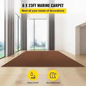 VEVOR Marine Carpet,  6 x 23 ft Boat Carpeting, Deep Brown Marine Grade Boat Carpet, Indoor/Outdoor Marine Carpeting with Water-Proof TPR Backing, Water-Proof Carpet Roll for Home, Patio, Porch, Deck