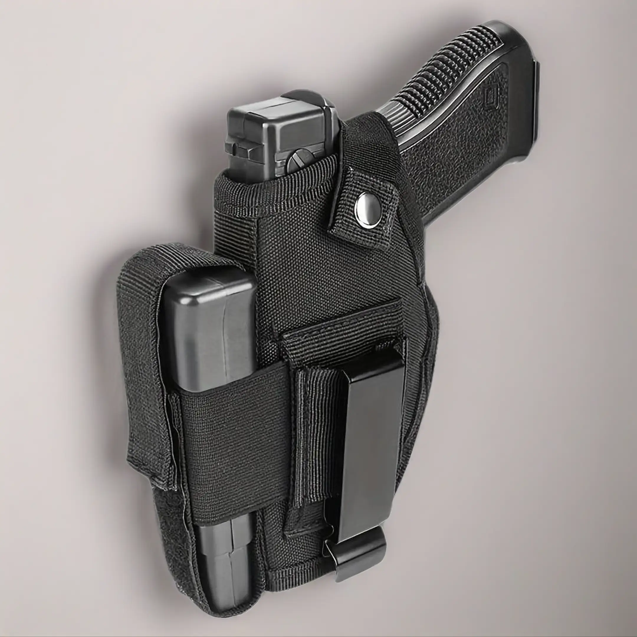 600D Oxford Fabric Belt Clip Holster for Carry Concealed, Ambidextrous IWB/OWB Universal Fit Design with Built-In Magazine Pouch and Hook & Loop Straps, Carry Concealed Holsters, Universal Holster