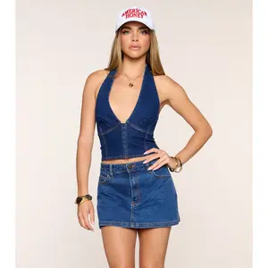 No Rules Denim Halter Top