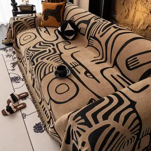 Abstract Art Geometric Pattern Sofa Cover, Non-slip Soft Sofa Blanket, Machine Washable Sofa Cover, Home Decor Supplies, Decorative Sofa Protector, Universal Sofa Protector, Dustproof Sofa Cover