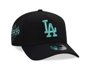 New Era Los Angeles Dodgers MLB 9FORTY Cap Flat Brim Hat with LA Logo Embroidery, MLB Streetwear Style Adjustable Fit Metal Buckle Closure All Seasons Wear United States Design