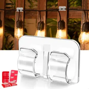 Hooks for Outdoor String Lights Clips 20Pcs Heavy Duty Cable Clips with Waterproof Adhesive Strips for Hanging Christmas Light