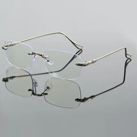 Unisex Frameless Plain Glasses, Casual Style for Daily Wear, Metal Material, Non-Color Changing Lens, Travel-Friendly Design, Minimalist Eyeglasses