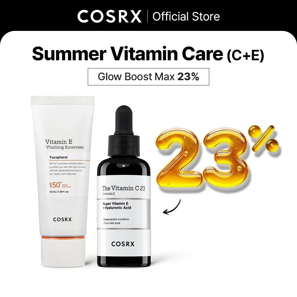 [COSRX Official] Vitamin C & E Skincare Set, Glow Boost Serum & Mild Sunscreen with SPF 50+ for Oily, Combination Skin