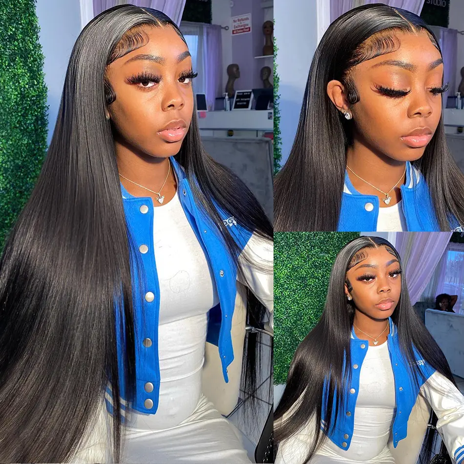 Bling Hair Brazilian 13x6 Bone Straight Transparent Lace Front Human Hair Wigs For Black Women Body Wave 13x4 Lace Frontal Wig Natural Color On Sale Clearance 180Density backtoschool