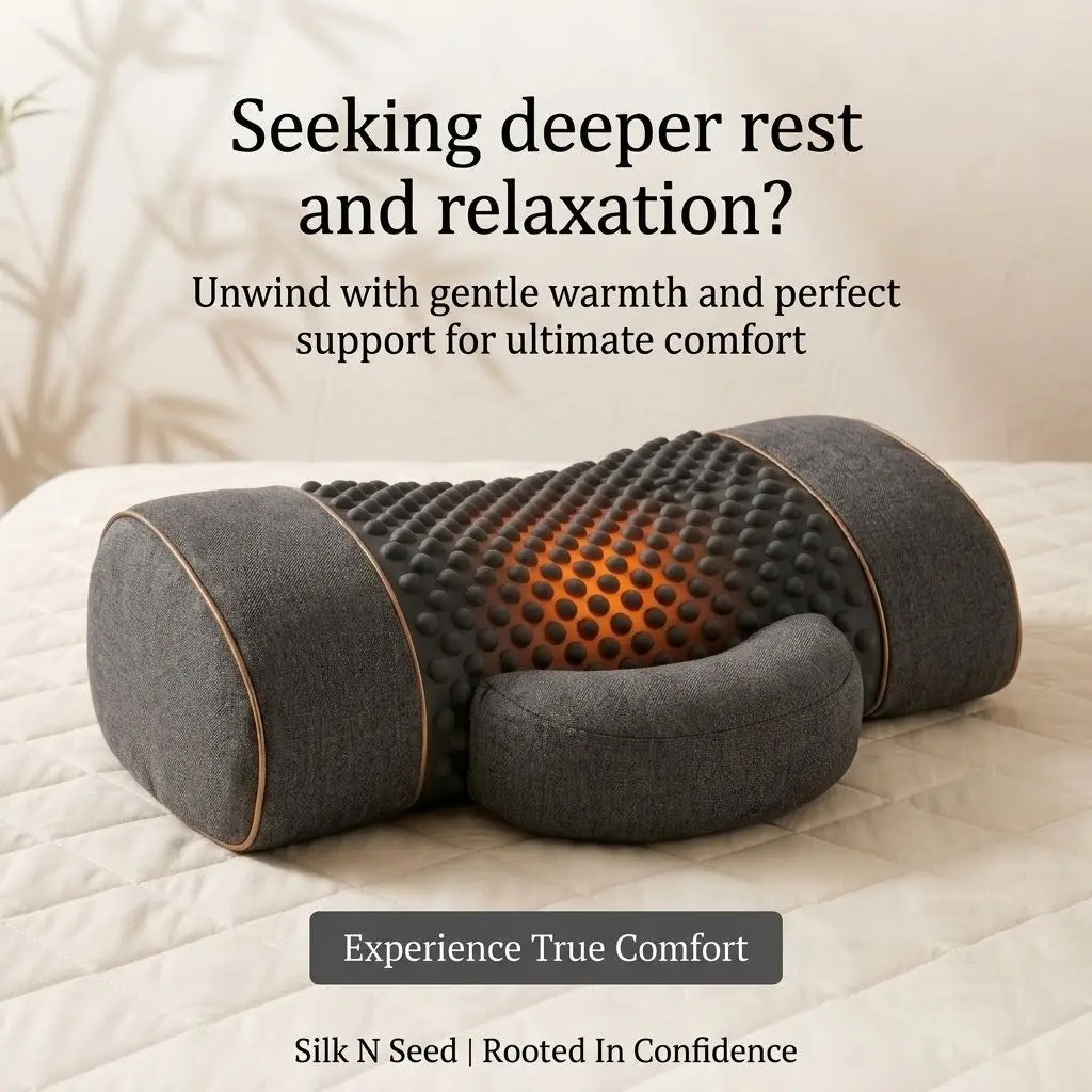 Serenity Heated Cervical Support Pillow, Memory Foam Pillow for Neck Pain Relief & Good Posture, Detachable Bolster with 3-Level Graphene Thermal Therapy