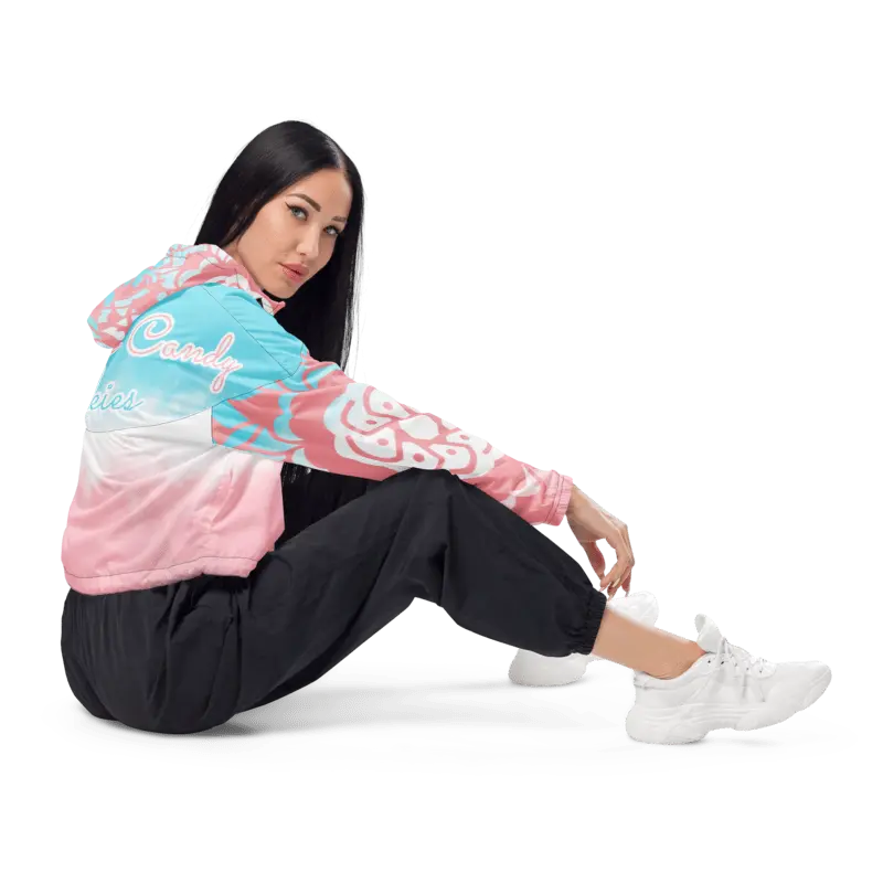 Cotton Candy Skies Cropped Windbreaker – Lightweight Pastel Sunset Jacket