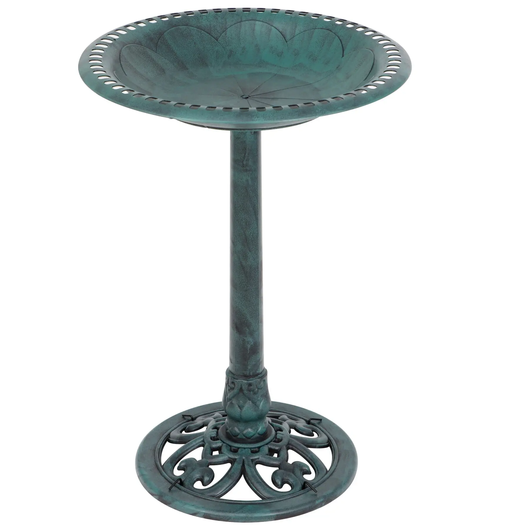 Pet Republic 28-in Vintage Green Weatherproof Bird Bath - 20-in Dia x 3-in Depth Bowl, Stakes, Vintage Patina, 4.4lbs Stable Bird Supplies, Grooming Accessories, Outdoor Garden Backyard Decor, Lawn