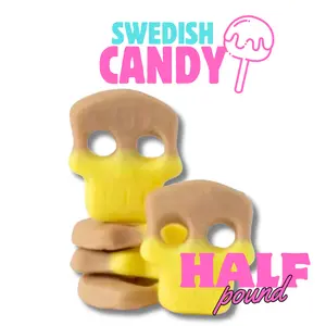 Lat'n Sweets Swedish Candy Sweet Skulls Banana & Toffee 1/2 Lbs Vegan Gluten Free Gelatin FREE