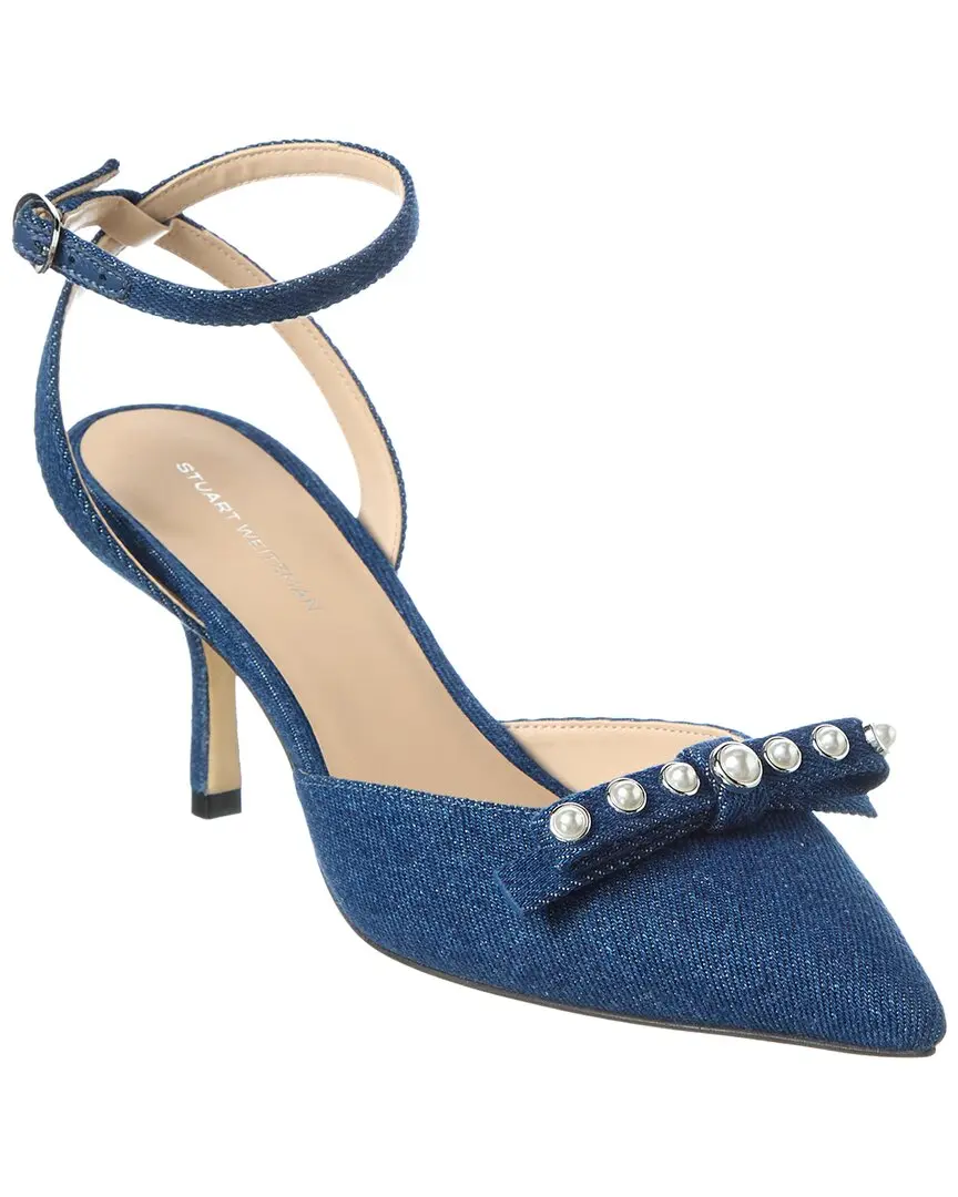 Stuart Weitzman Luella Strap 75 Denim Pump