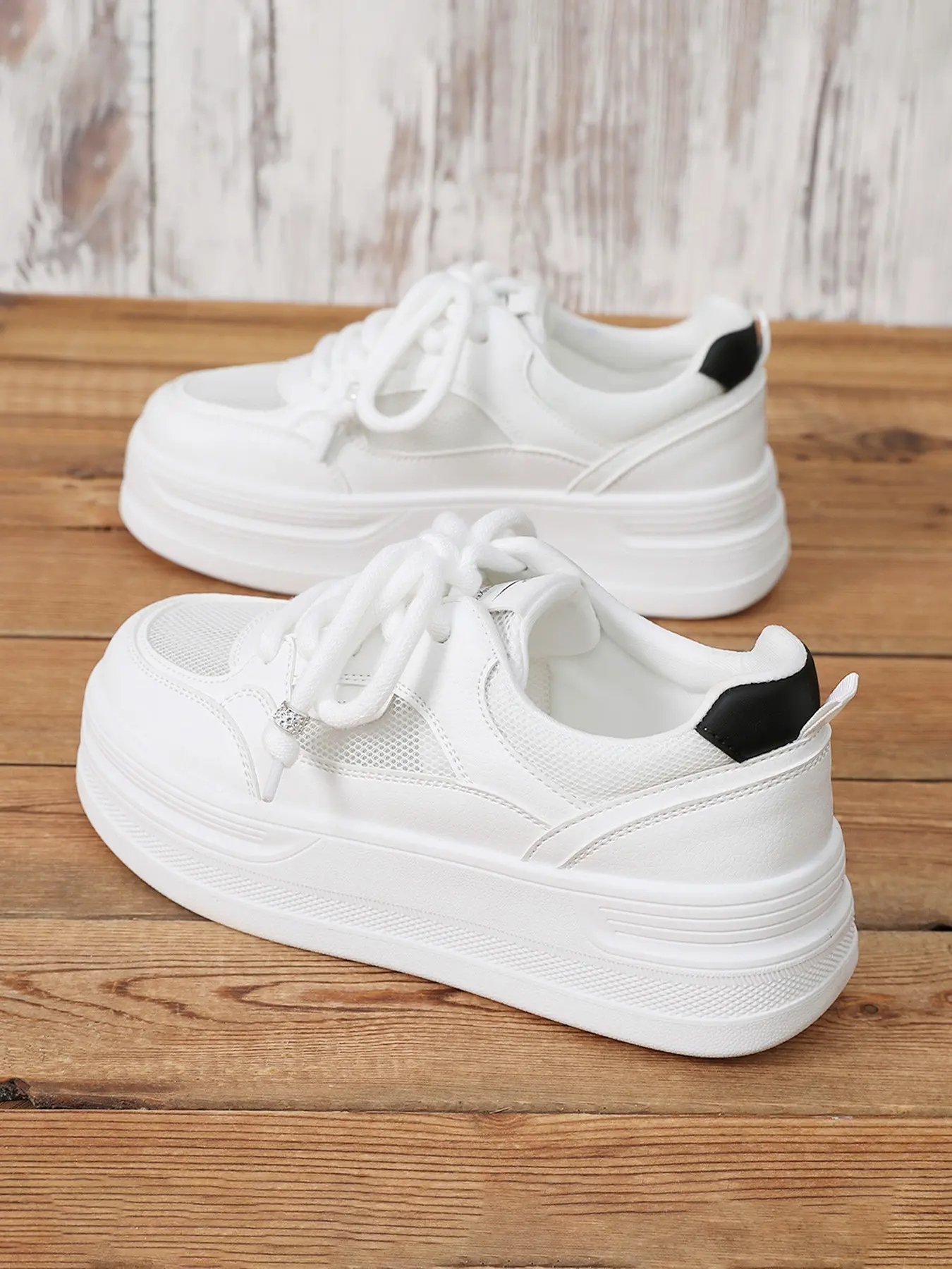 Women's Casual Athletic Sports Walking Shoes, Comfortable Elegant Sneakers Trainers, Height-Increasing Thick Sole, Breathable Mesh, Spring Fall Low Heel