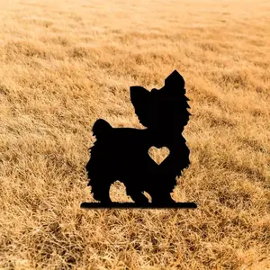 Cute Poodle Puppy Dog Silhouette Iron Garden Stake, Artistic Yard Sign for Pet Memorial & Creative Outdoor Decor, Garden Decoration Supplies