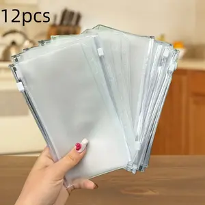 12 Piece A5 A6 A7 Ring Binder Zipper File Folders, Waterproof PVC Leaf Document Archival Bags for 6-Ring Notebooks, Office Stationery, Office Accessories