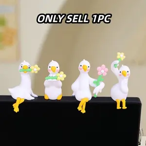 Cute Floral Duck Computer Monitor Stand, Office Desk Decorative Item, Healing Desktop Decoration, 1 Set, Perfect for Workspace Aesthetics