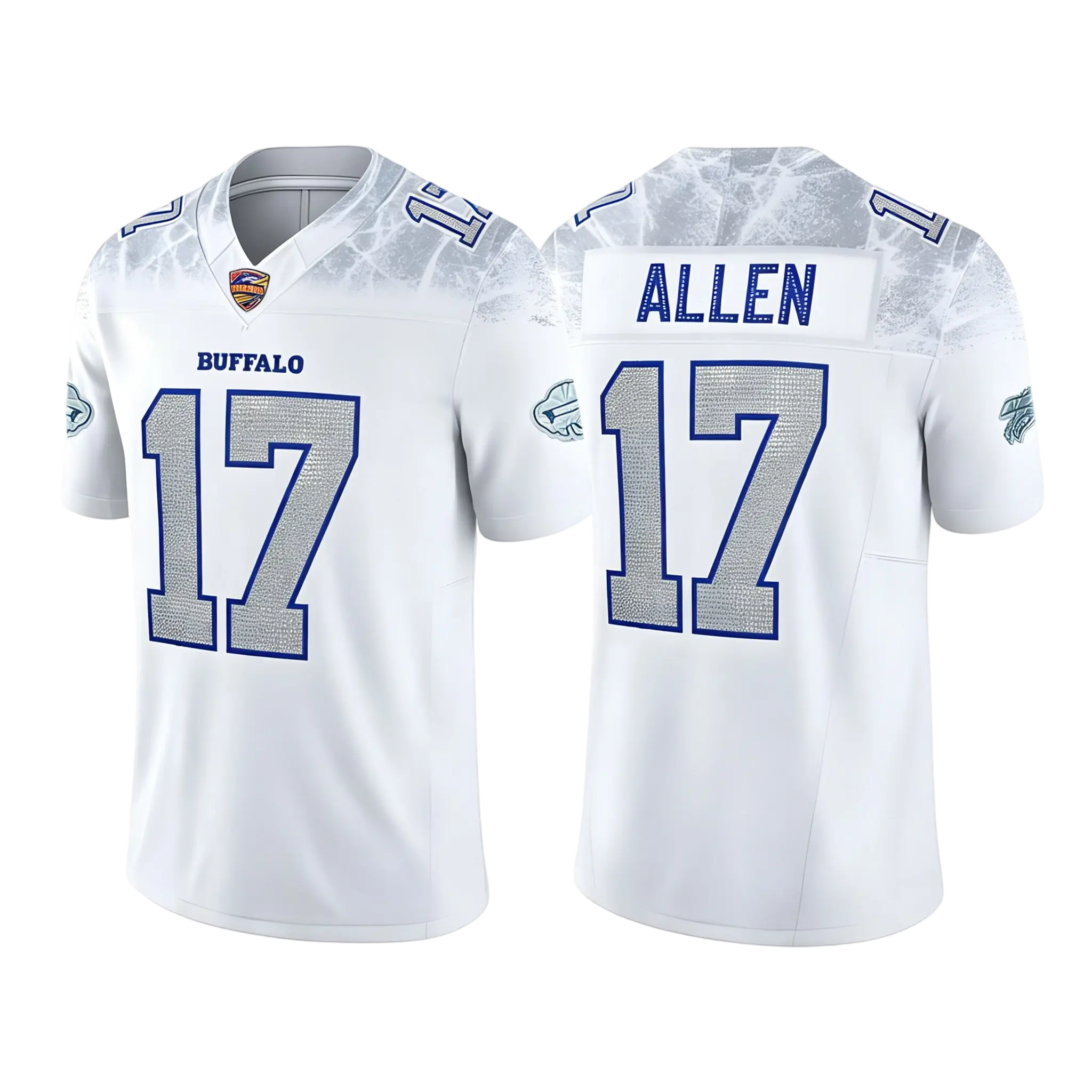 Unisex Rhinestone-Embellished Allen 17 Embroidered Football Special Edition Jersey - Apparel Jersey, Polyester Clothes - Suitable for Game Day, Casual Wear - For Football Fans, Athletic Tops, Football Fashion Football Uniform Football Athletic Shirt