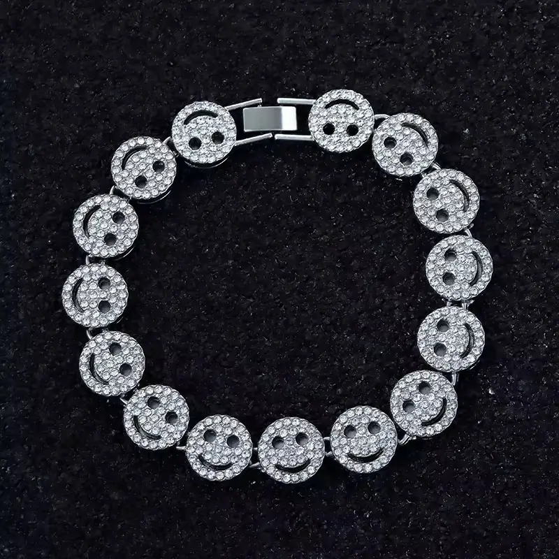 smiley-face rhinestone tennis bracelet