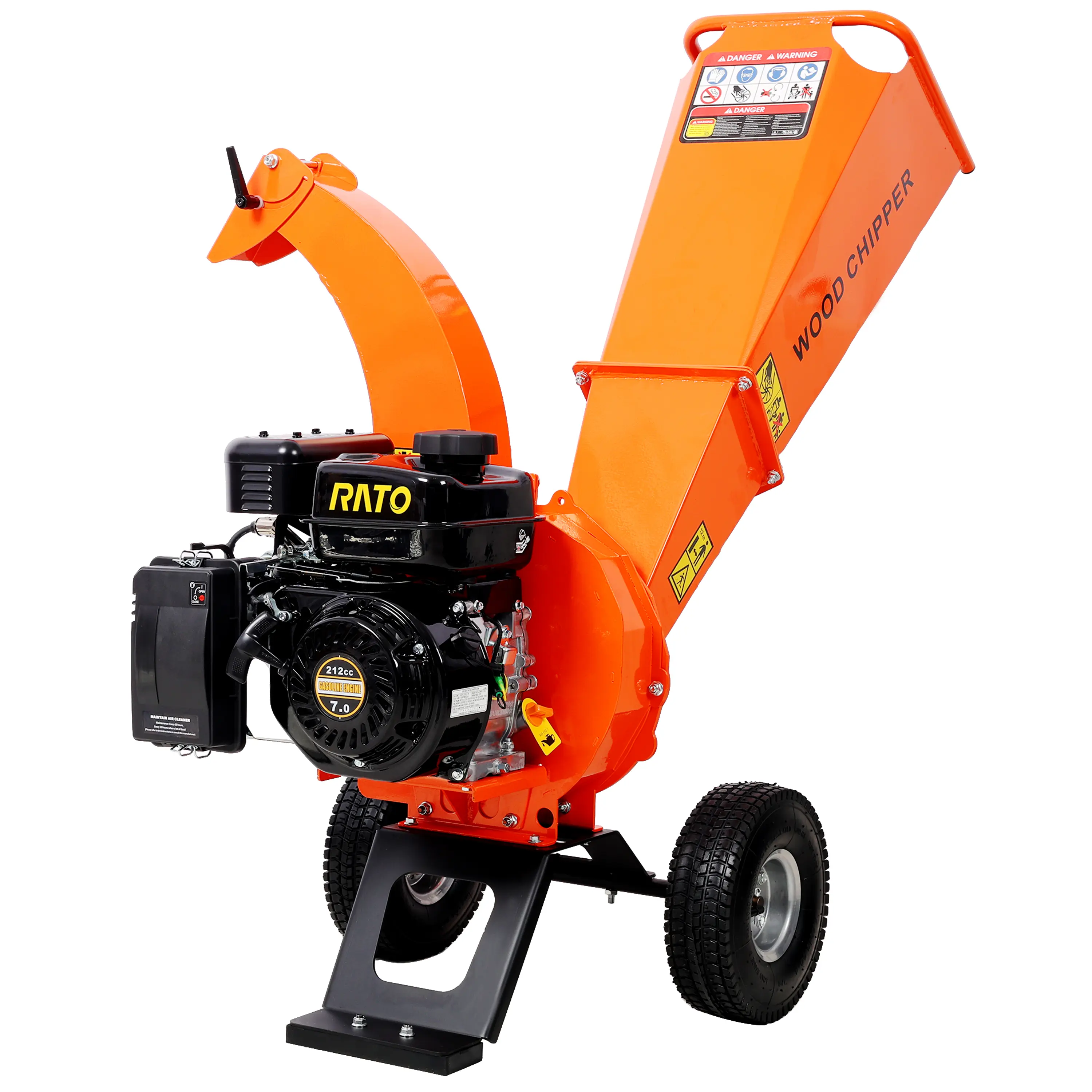 7 HP Heavy-Duty Gas-Powered Wood Chipper Shredder Mulcher - 7hp Power, 212cc EPA-Certified Engine, 3 in Max Branch Capacity, Extended Feeding Chute, Recoil Start, Compact Design, Easy Portability, Yard Waste Tool for Gardens & Landscaping Tasks