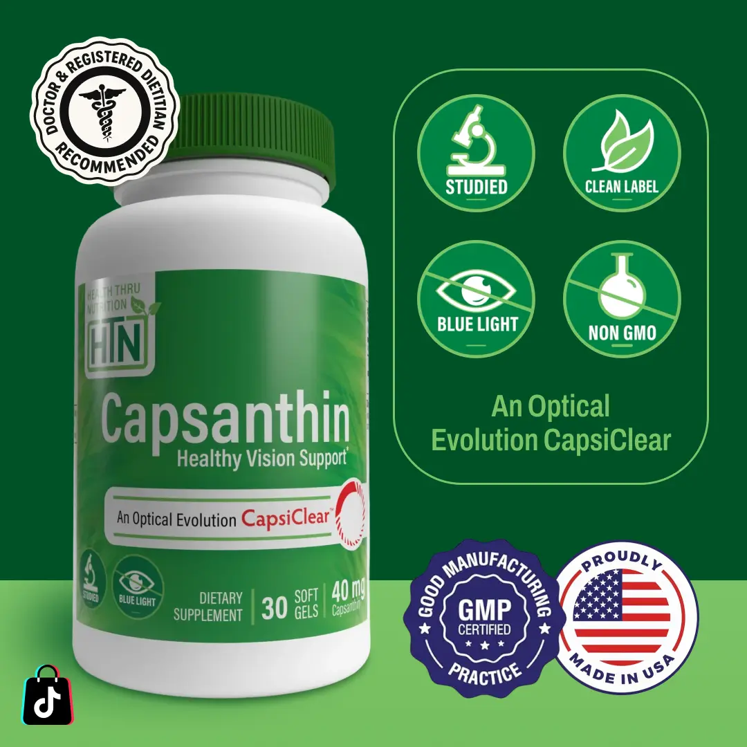 Health Thru Nutrition Capsanthin – 40mg as Capsiclear™ Softgels | Vision, Eye Health & Antioxidant Support Targeted Vitamins Healthcare Dietary Screen Time