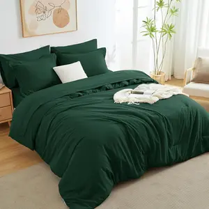 Comforter Set  Green, 7 count Bed in a Bag Bedding Comforter Set with Sheets, All Season Boho 7 count Bed Sets with Comforter, Fitted Sheets, Flat Sheets, Pillow Shams and Pillowcases