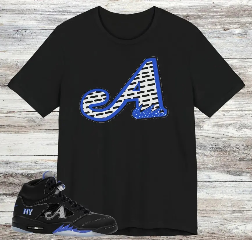 Jordan 5 Awake Racer Blue Sneaker Match Tee: Unisex Cotton Shirt