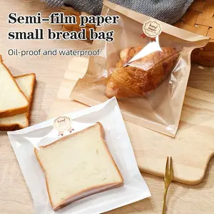 100 Pack Kraft Paper Bread Bags with Stickers, Transparent Window Heat Seal Bakery Bags, Suitable for Sandwiches, Donuts, Cookies, /