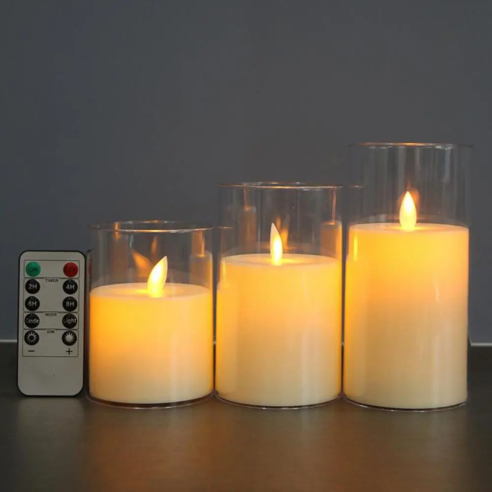 LED Electronic Candle Lights, Cozy Lighting Lights, Decorative Atmosphere Light, Battery-Operated Remote-Controlled LED Candle Set for Home, Wedding and Party Decor Indoor Decorative Light, LED Candle Lamp