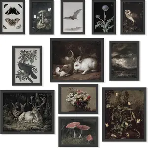 P-OMT014   Dark Cottagecore Decor - Dark Academia Decors For Bedroom, Cottage Core Whimsical Wall Art, Gothic Prints Vintage Woodland Decorations For Home (8x10 Unframed) Gift Kitchen
