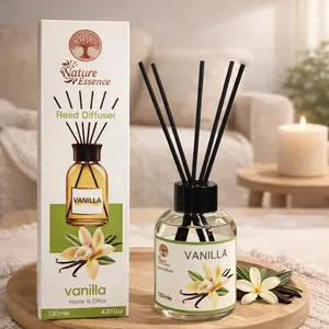 130ml Reed Diffuser Set with Sticks, Long Lasting Home Fragrance, Natural Rattan Stick Diffuser, Glass Bottle Aromatherapy for Living Room Bedroom Bathroom Office Home Decor Gift