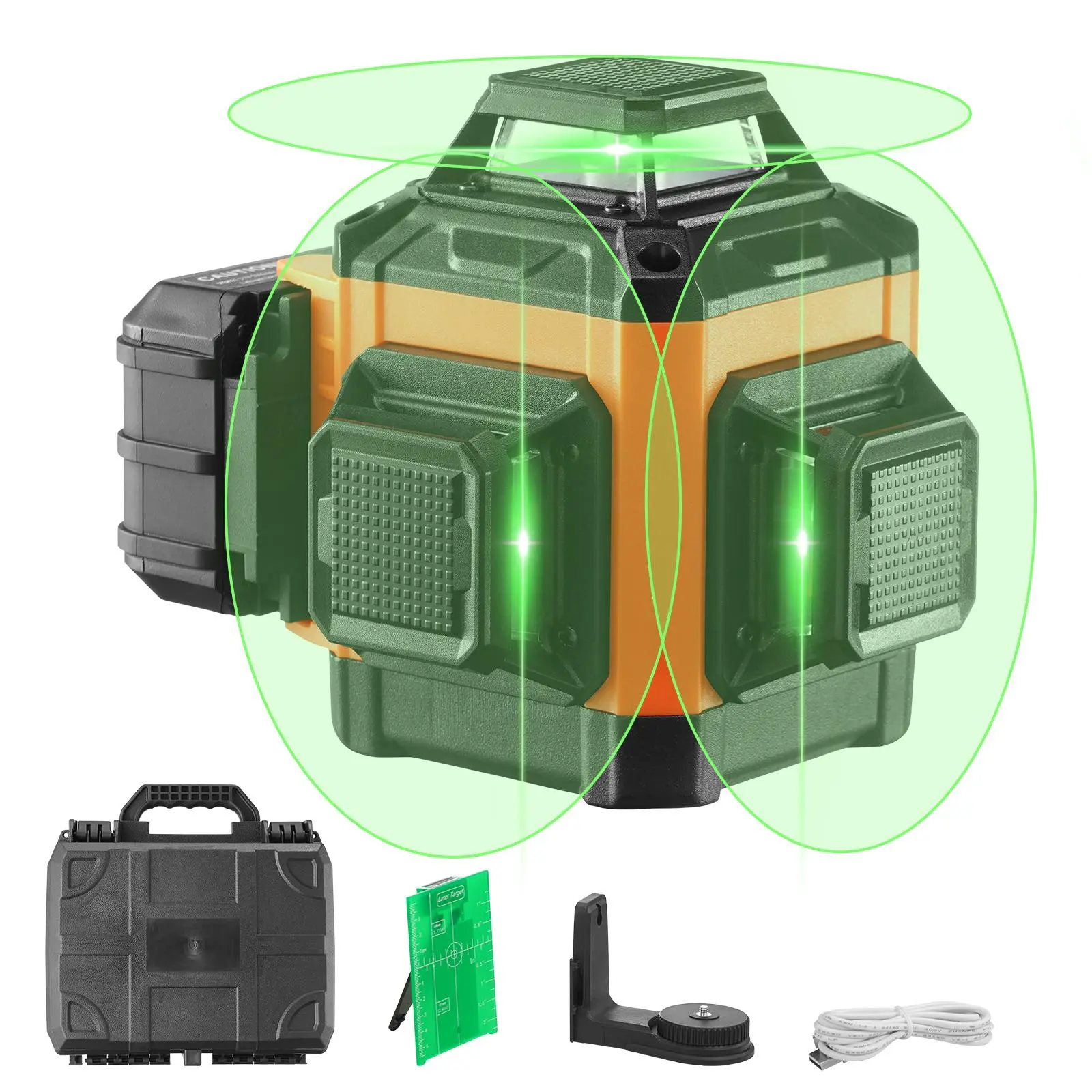 【summerfinds】VEVOR Laser Level, 100ft, Self Leveling Manual Green 3 x 360° Cross 16 Line Laser, IP54 Waterproof Remote Control Manual Self-leveling Mode & 5h Continuous Working Time Line Laser, Battery Include